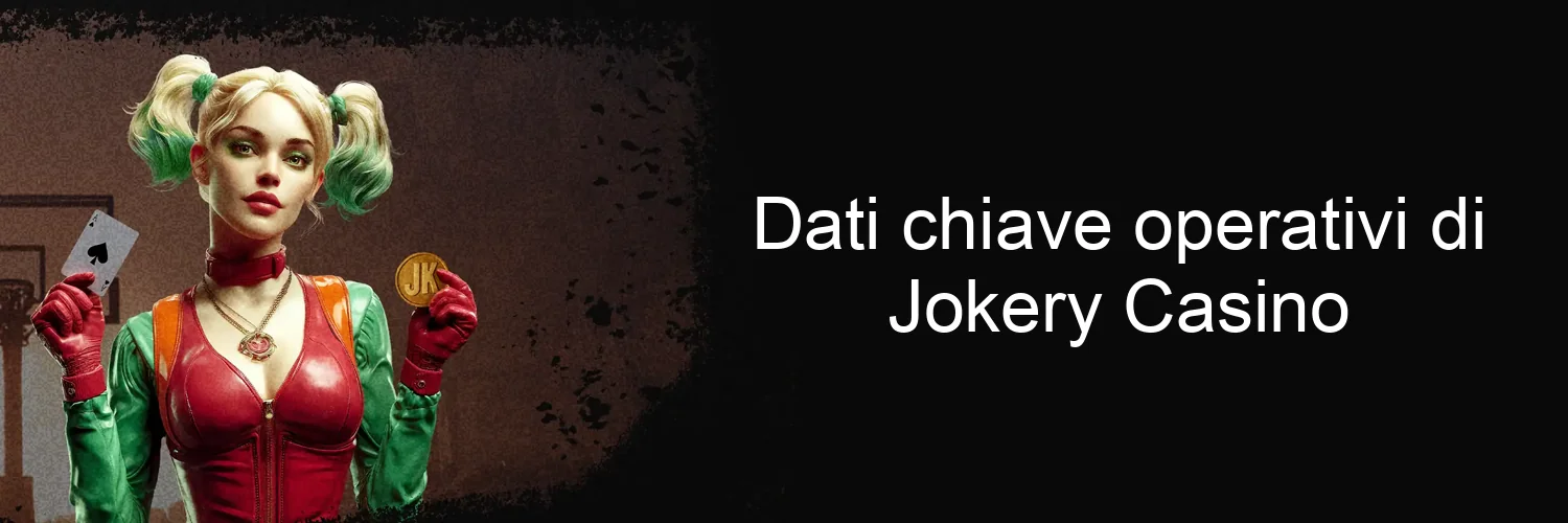 Dati chiave operativi di Jokery Casino